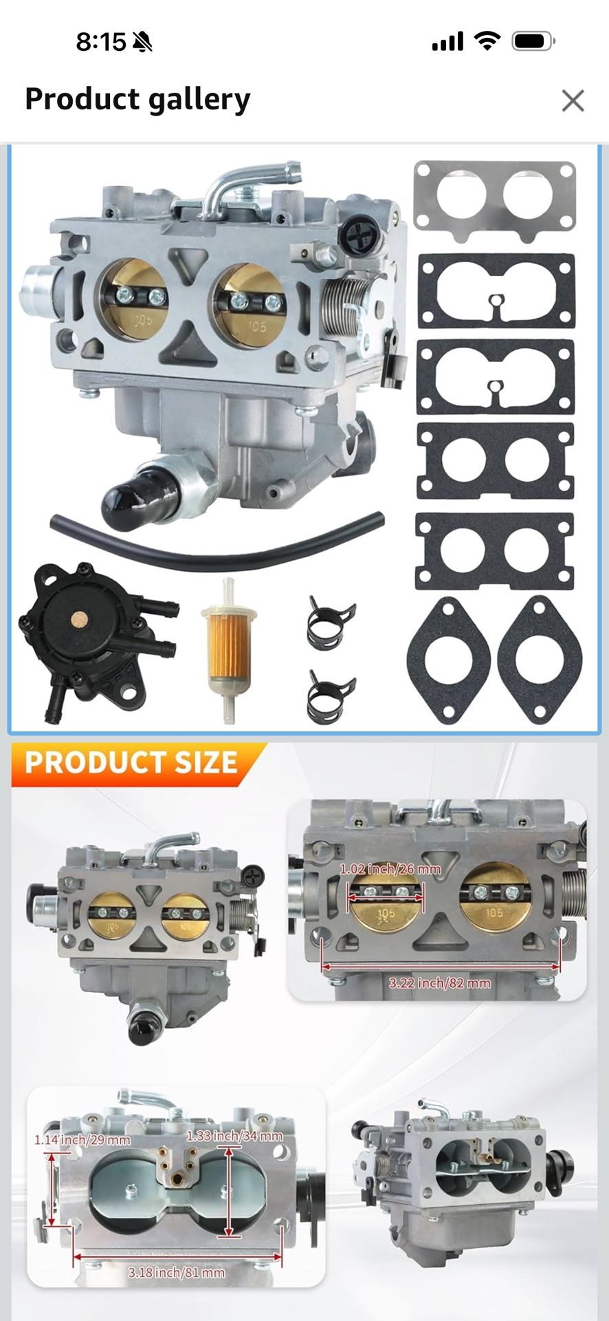Carburetor 16100-Z9E-033 Compatible with Honda GX630 GX690 V Twin Cylnder Engines for Predator 670 Carb