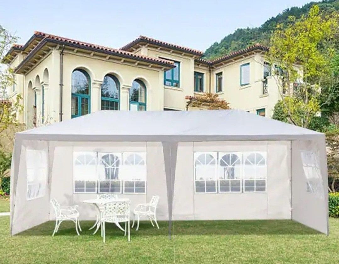 10'x20' Outdoor Canopy Tent. W ('hite Gazebo Pavilion with 6 Side Walls/'1