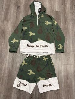Alwayz Bin Phresh Camo Windbreaker Shorts Set