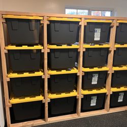 Custom Mobile Garage Shelves 27 Gal Tote Bins Costco Home Depot Sam’s Club