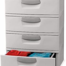 2 Sterilite Drawer 4 Shelf, Gray, Plastic