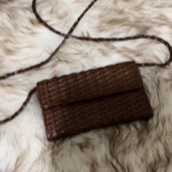 Talbots Woven Leather Crossbody Shoulder Convertible Clutch Bag Boho Vintage