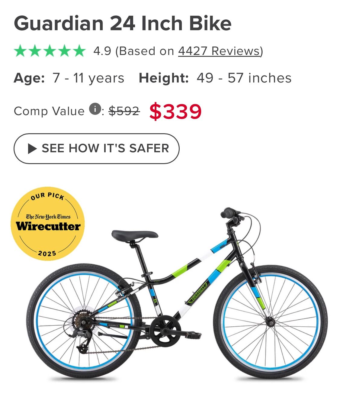 Guardian 24inch Kid’s Bike(like New)