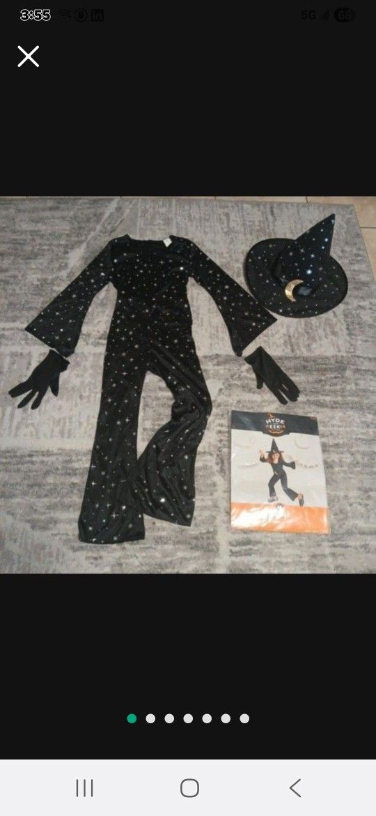 Kid's Star Witch Halloween Costume Jumpsuit & Hat 8, Medium