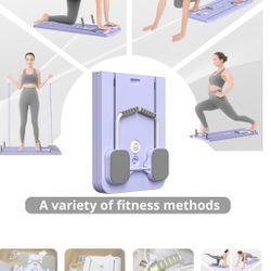 JANUA Pilates Board - 2024 Pilates Reformer Set, Multi-Purpose Foldable Pilates Reformer Board for Home, 5 in 1 Pilates Sliding Board (Purple)