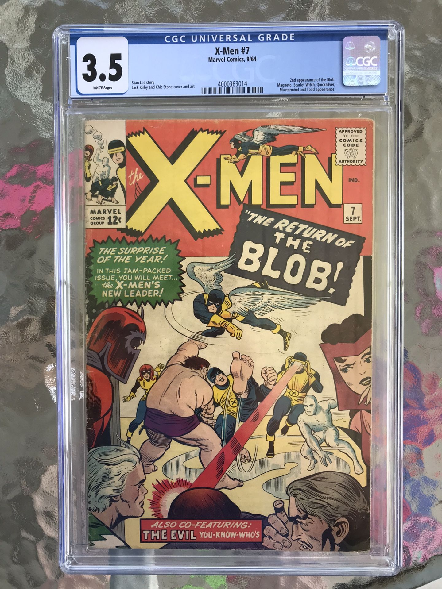 X-Men #7 (1964) CGC 3.5 — White Pgs; 2nd Blob (Fred Dukes); Stan Lee & Jack Kirby