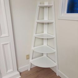 5-tier Beautiful White Corner Bookcase 