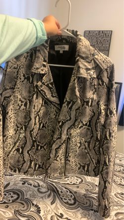Snake print leather jacket L