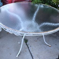 Vintage Iron And Glass Round Table