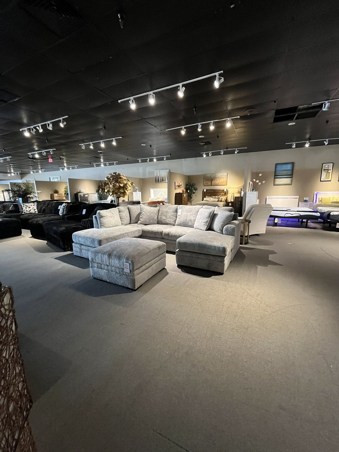 Light Grey 2pc Chaise Sectional Couch