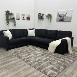 Black Sectional Couch - Free Delivery 
