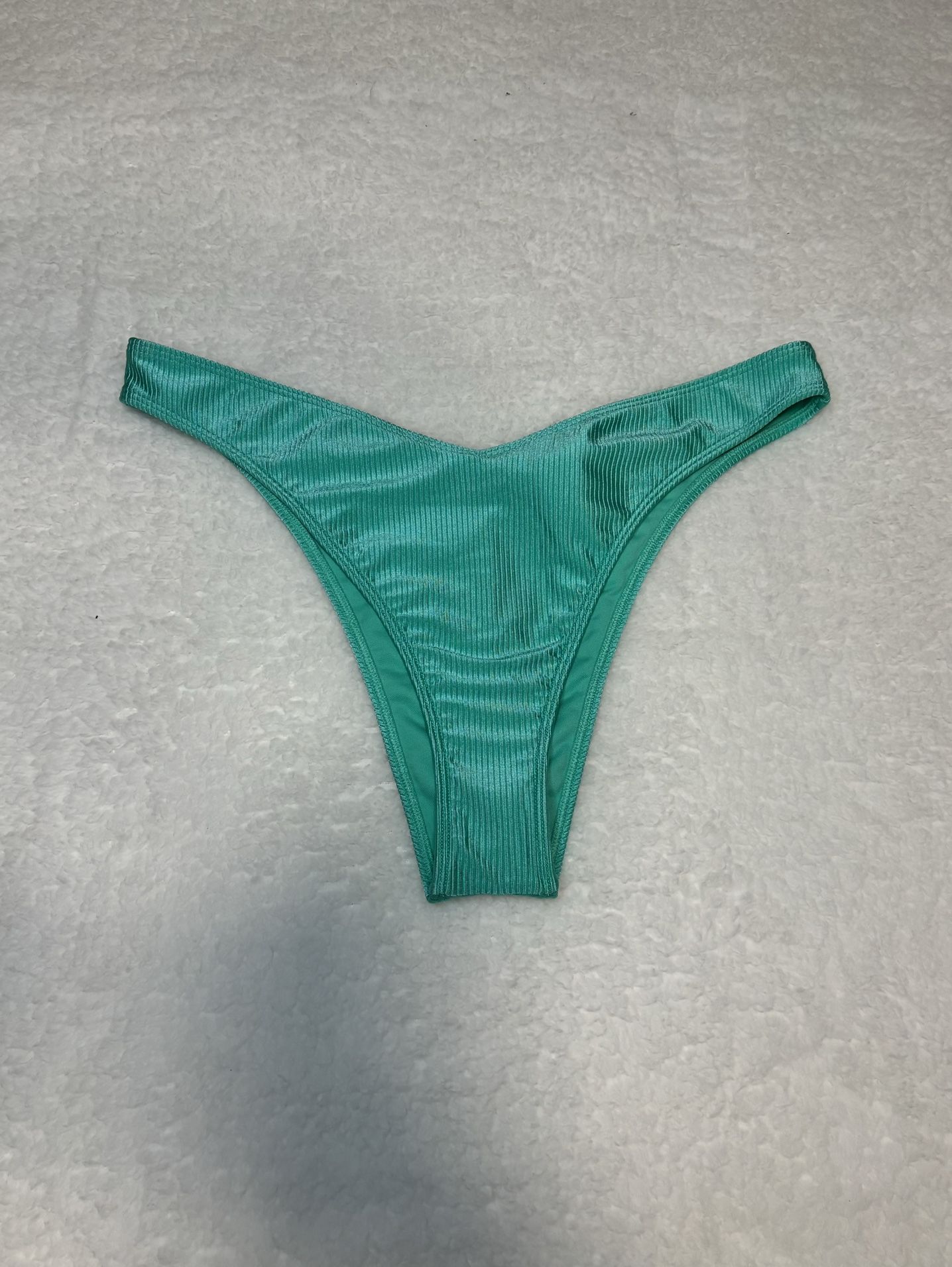 Hollister Swim Women Blue Ribbed High Cut Bikini Bottoms