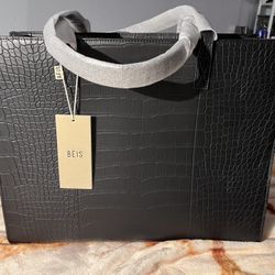 NEW Beis Work Tote Bag Black Croc (Large) Local Only