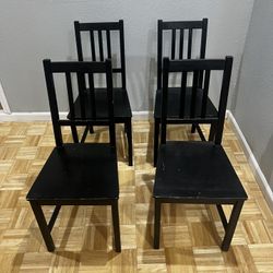 Set of 4 Dark Wood Dining Chairs — Solid & Sturdy