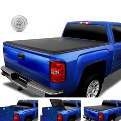 Tri-FOLD Tonneau Cover for 2015-2023 Ford F-150 Pickup Truck Bed, 5.5 ft, with LED Lights