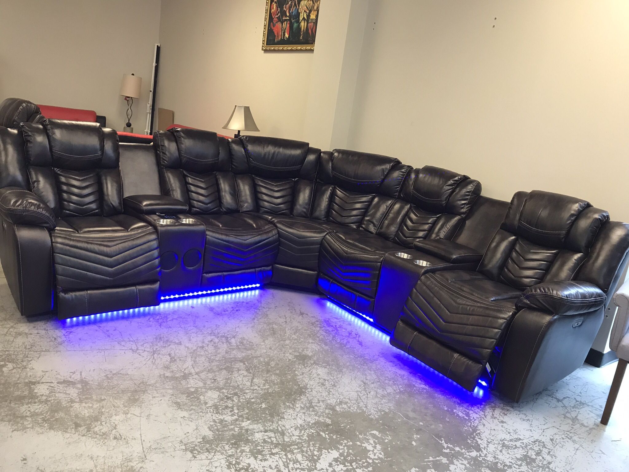 Power Recliner Leather Sectional