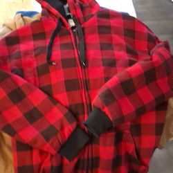 Black And Red Warm Jacket With Hood