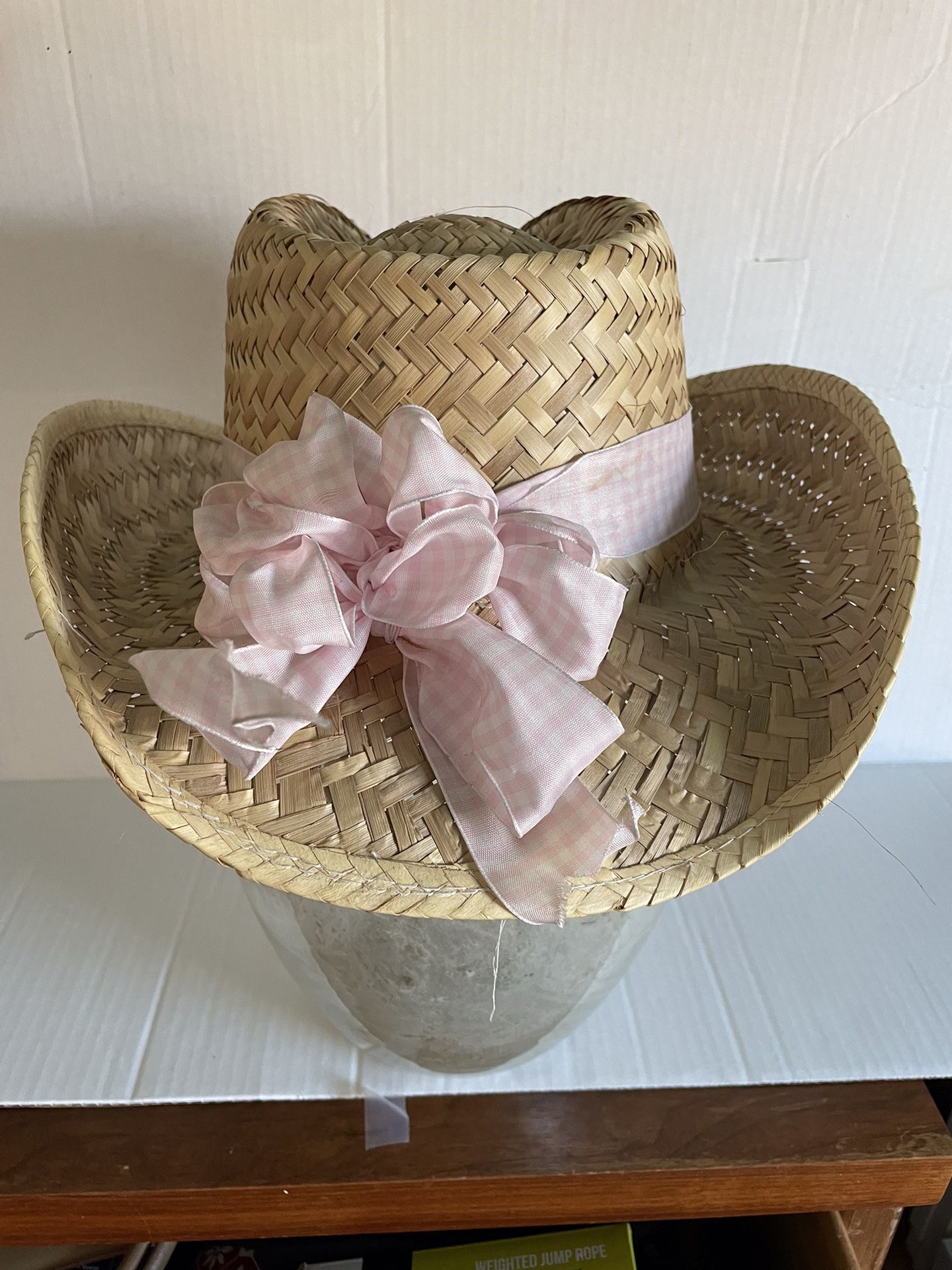 Hat Cowgirl/cowboy  Hat, Well Made , Pink Gingham Ribbon, Change To What You Like