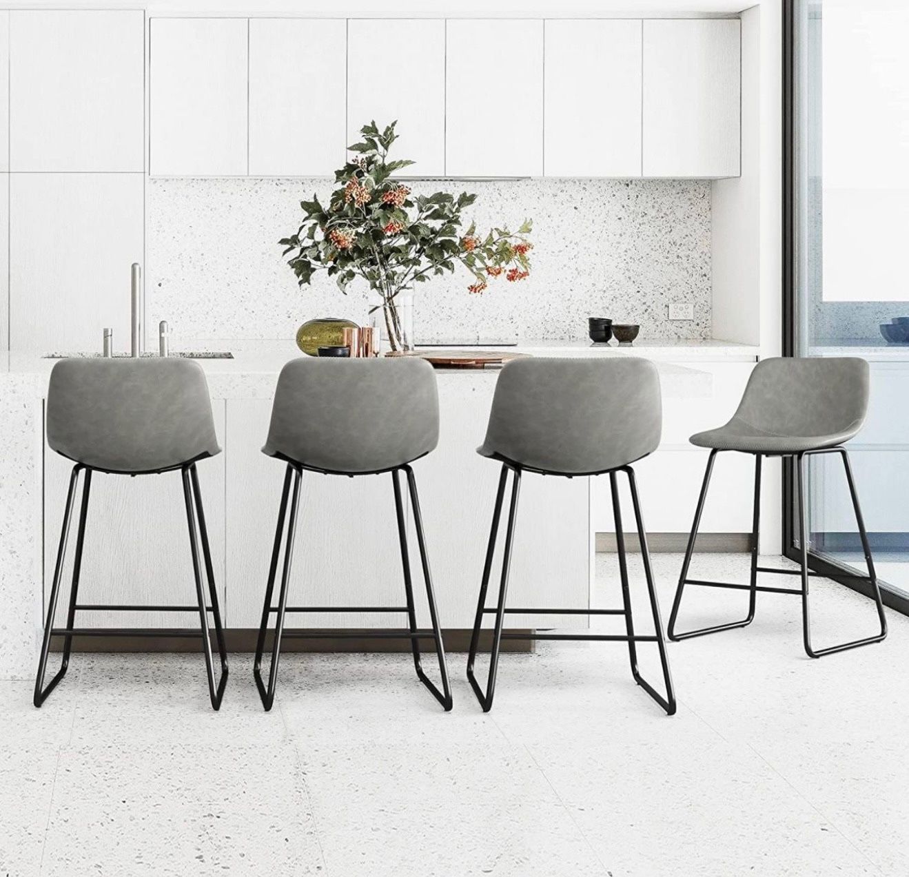 Urban Armless Bar stool Set of 4 Gray