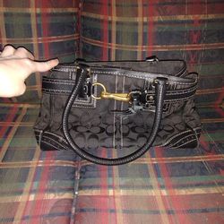 COACH Hampton Classic Medium Satchel Purse Canvas Leather KO(contact info removed)7