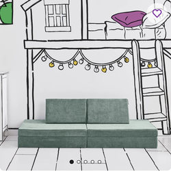 Grey Yourigami Kids and Toddler Play Couch, Convertible Folding Sofa, Durable Foam Modular Design