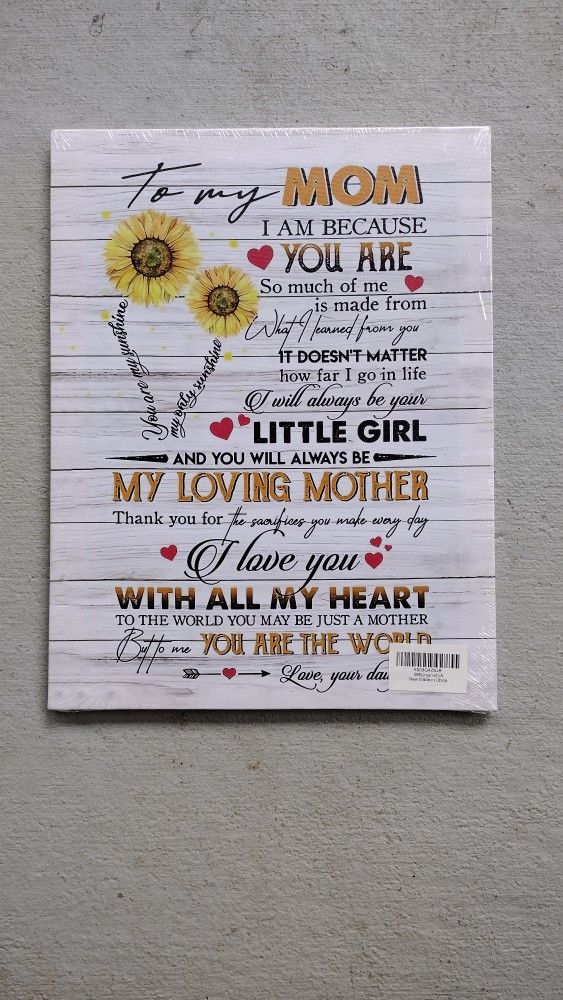 New Canvas Wall Art Print. Gift For Mom. Birthday