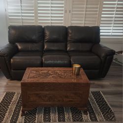 Dual Motor Leather Reclining Couch 