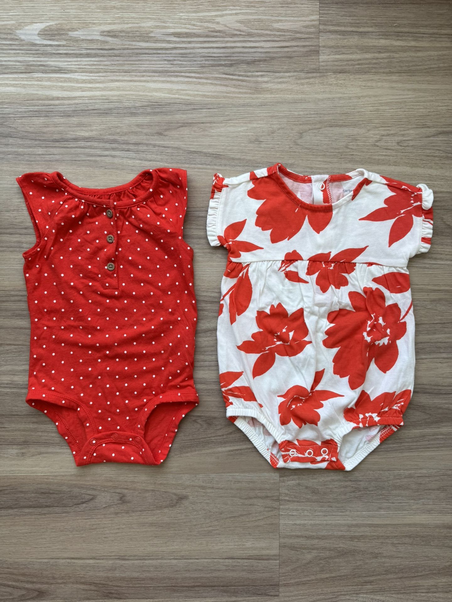 Adorable 2-Piece Baby Romper Set – Red, 9 Months