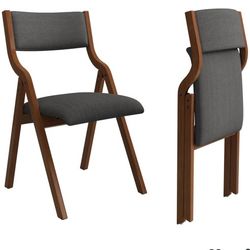 New Folding Chairs Set (2) – Wood Frame Upholstered Chairs