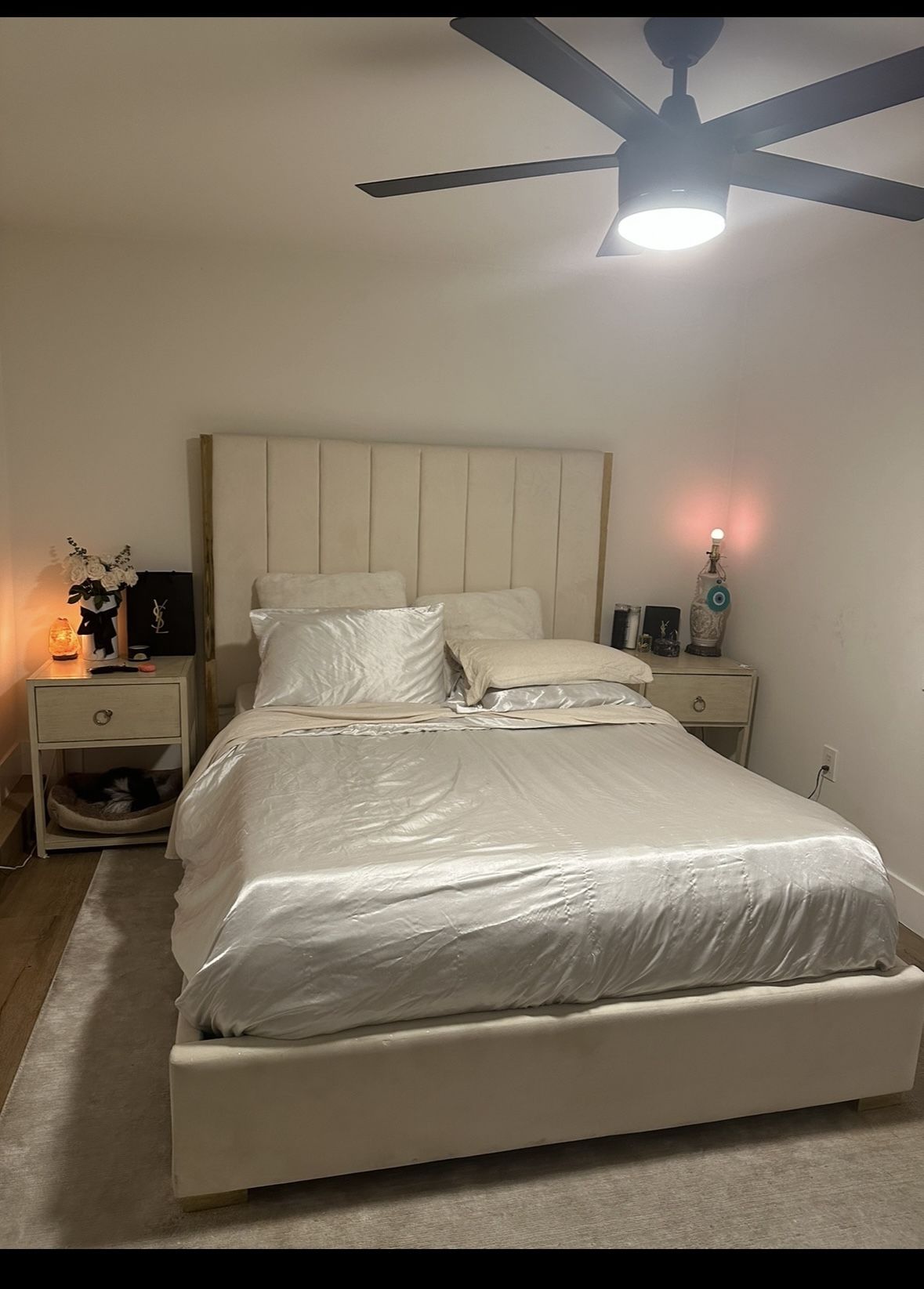 bed frame queen cream