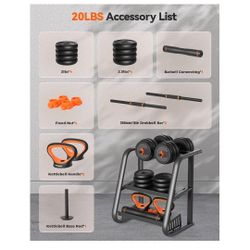 FEIERDUN Adjustable Dumbbells, 20lbs Free Weight Set