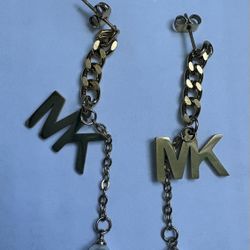 MK gold long earrings