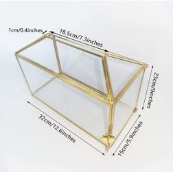 Large Geometric Glass Card Box Terrarium with Slot and Heart Lock, Foot,  Gold, Handmade, Brass,for Wedding Receiption, Wishwell, Keepsake  Centerpiece