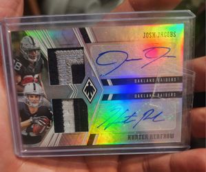 2019 Raiders Josh Jacobs Hunter Renfrow Dual Patch Auto /50 Mint