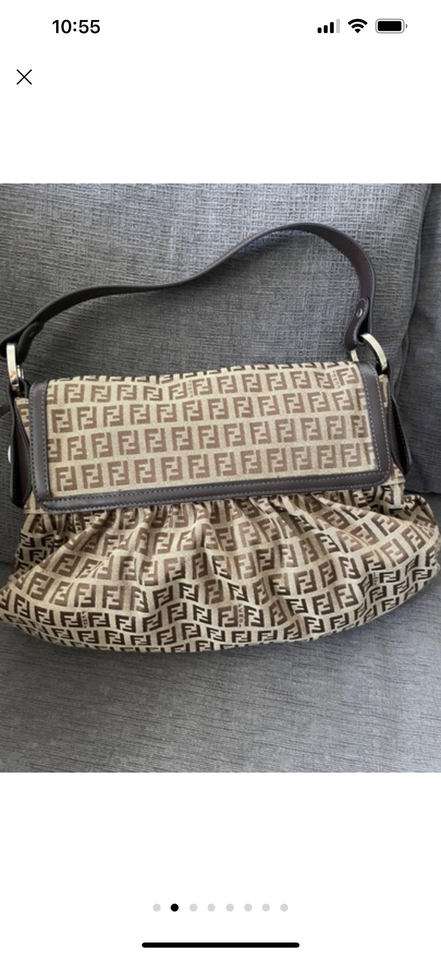 Fendi Zucca Canvas/ Leather Shoulder Bag