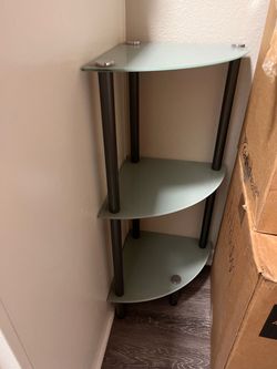 3-Tier Corner Shelf with Frosted Glass