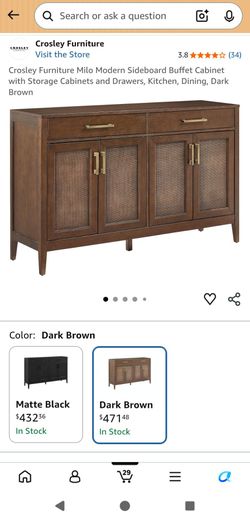 Crosley 56in Milo Sideboard Dark Browns