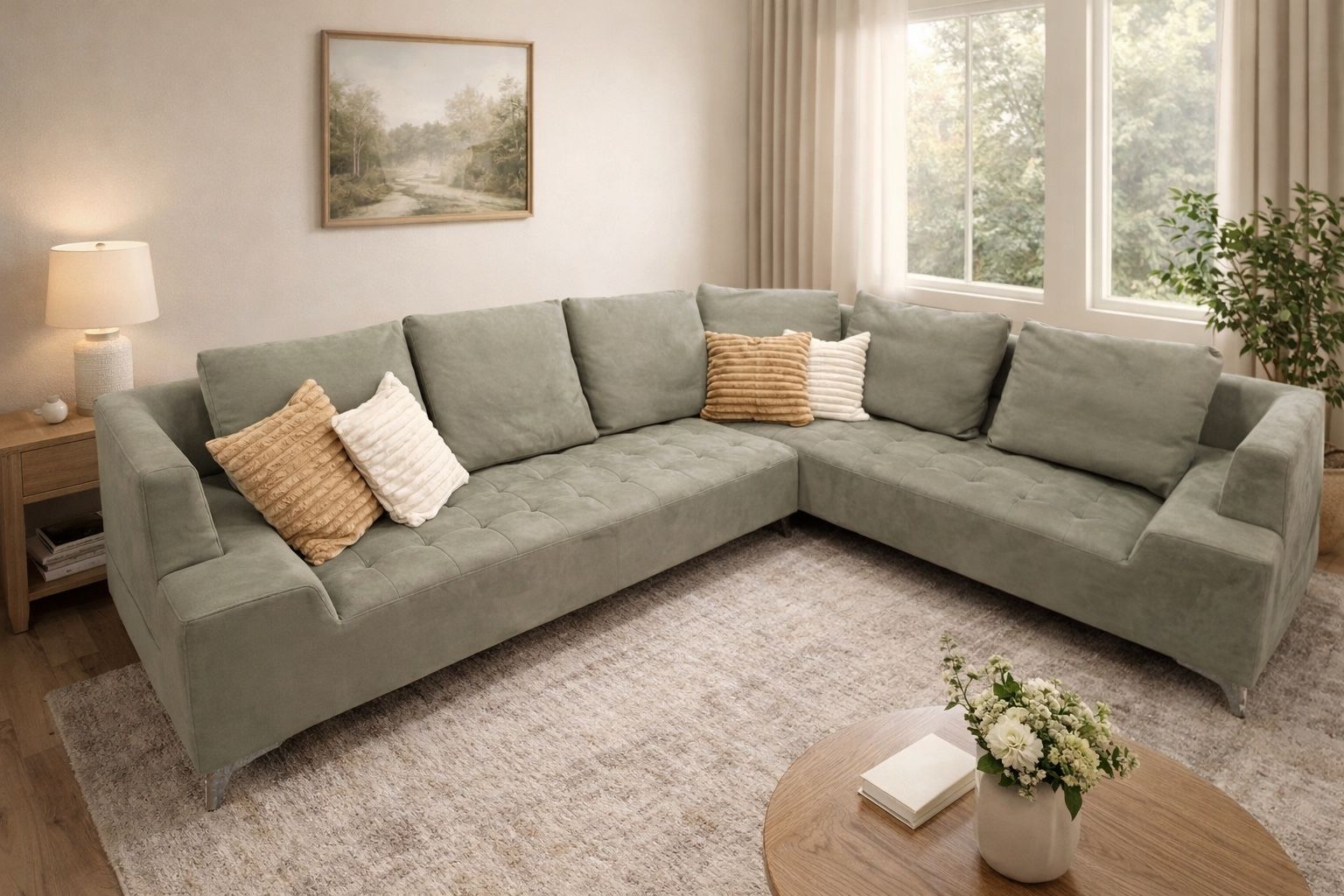 Almost New Big Gray Sectional/ Casi Nuevo Seccional Grande Color Gris