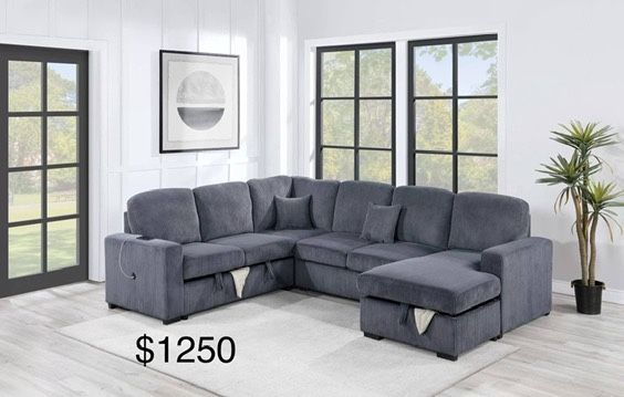 New 92x119x61 Corduroy Sectional Couch With Storage / Free Delivery