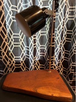 Adjustable Desk Lamp with Wood Base