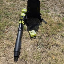 40 volt backpack leaf blower with 2 batteries 8 ah and charger 