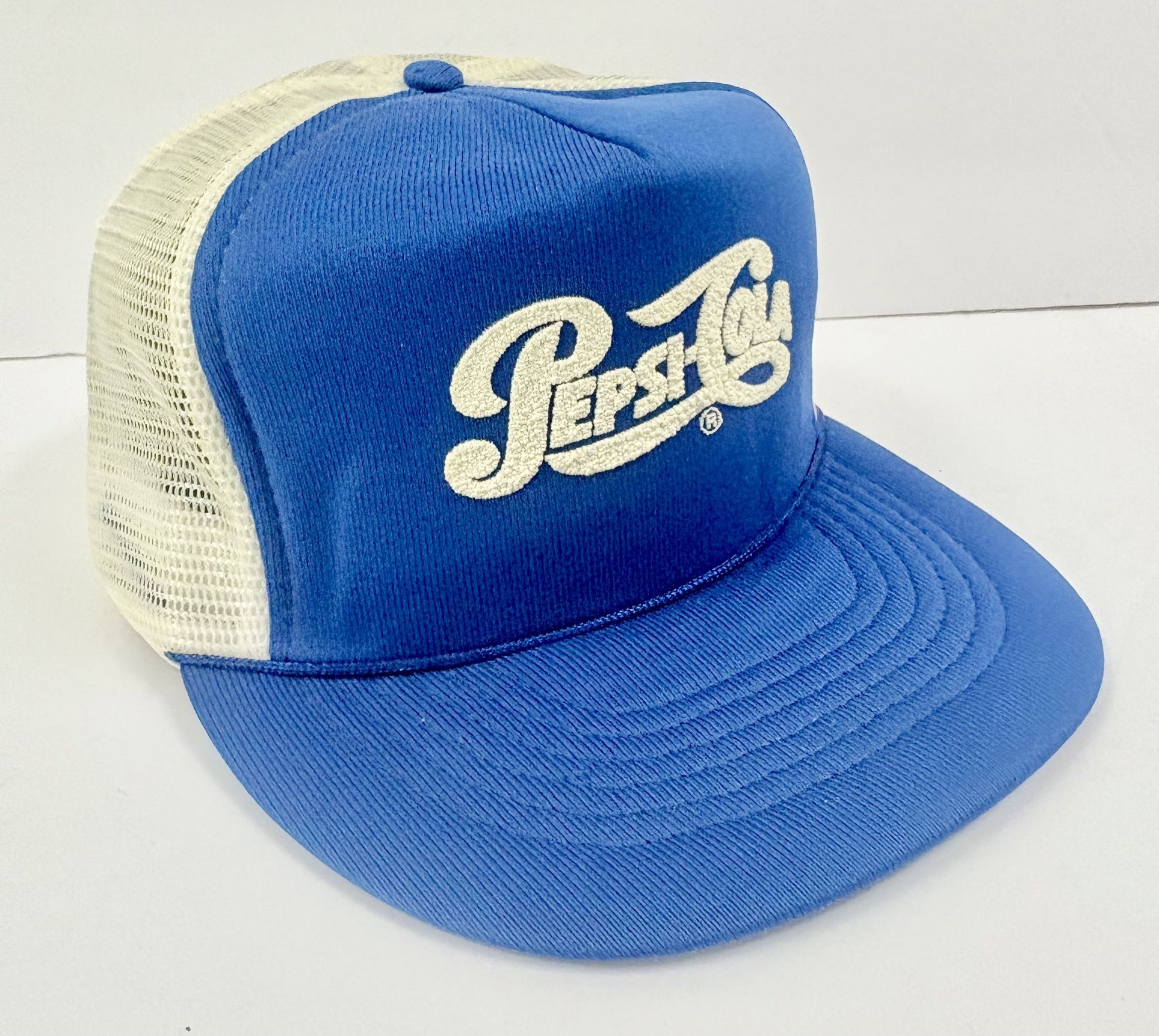 Vintage 80s Pepsi Cola Trucker Snapback Mesh Hat Puffy Print Capital Tag