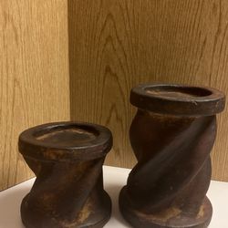 Primitive Pottery Candle Holders