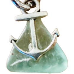 Dusky Blue Authentic sea glass pendant