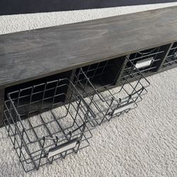 Wooden Shelf Organizer With Baskets