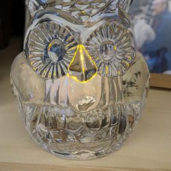 Vintage PartyLite glass Owl votive or tea light holder