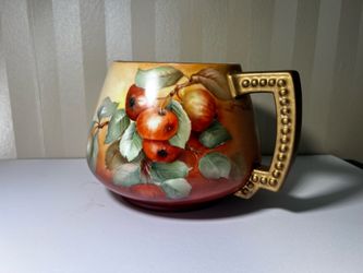 Limoges hand painted cider pitcher