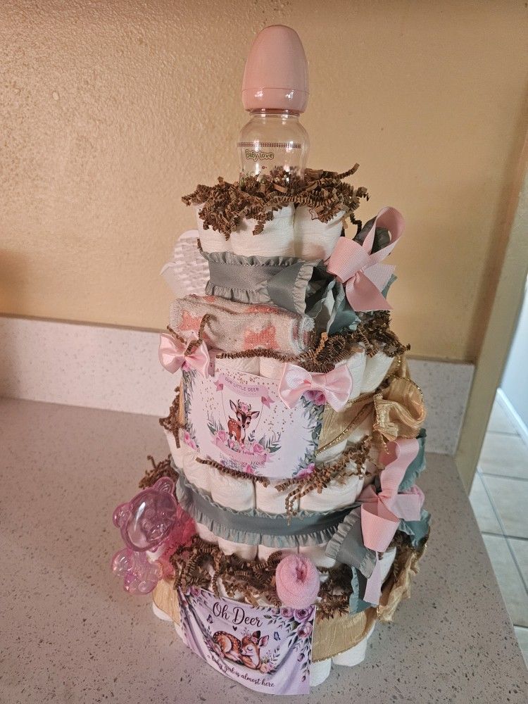 4 Tier Oh Dear Cake Girl Pink Newborn