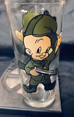 Vintage 1973 16oz Brockway Pepsi Looney Tunes Elmer Fudd Glass White Letters