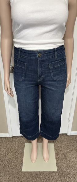 a.n.a Women’s Blue Highest-Rise Wide Leg Crop Jeans Button Fly Size 10
